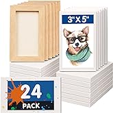 FIXSMITH Mini Stretched Canvas - 24 Pack 3 x 5 Inch, 2/5” Profile Small Canvases, 100% Cotton Art Primed Little Blank Canvas 