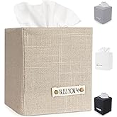 Stylish Tissue Box Cover - This Beige Linen Holder Instantly Covers Your Square Tissue Boxes - The Perfect Cube Cover for You