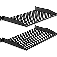 Pyle 2-Pc 1U Server Rack Shelf, Vented Shelves for Good Air Circulation, Cantilever Mount, Wall Mount Rack, Universal Device,