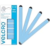 VELCRO Brand Face Mask Extender Straps 4pk Light Blue, 12” x 1” Comfortable and Adjustable Ear Savers, VEL-30692-USA
