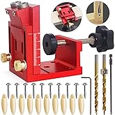 HFM Pocket Hole Jig Kit Adjustable Woodworking Tools Pocket Dowel Hole Jig System Set Wood Woodwork Guides Joint Angle Tool C