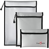 Fireproof Waterproof Money Document Bag - 3 Pack Safe Upgraded Zipper Bags, Fire & Water Resistant Storage Organizer Pouch fo