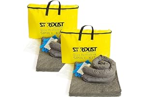 Stardust Spill Products Universal Spill Kit OSHA Approved Quick Response 2-Pack: Yellow Duffle, (15) Universal Sorbent Spill 