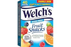 Welch's Fruit Snacks, Mixed Fruit, Perfect for School Lunches, Gluten Free, Bulk Pack, Individual Single Serve Bags, 0.8 oz (