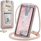 Casecond Small Crossbody Bag Cell Phone Purse for Women Men Leather Mini Shoulder Bag Wallet Case with Card Holder Slot Neckl