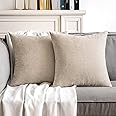 MIULEE Pack of 2 Beige Decorative Pillow Covers 18x18 Inch Soft Chenille Couch Throw Pillows Farmhouse Cushion Covers for Hom