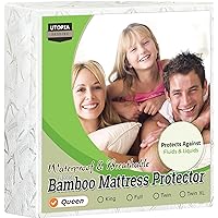 Utopia Bedding Waterproof Mattress Protector Queen Size, Viscose Made from Bamboo Mattress Cover 200 GSM, Fits 17 Inches Deep