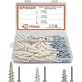 ISPINNER 200pcs Drywall Anchors Self Drilling Hollow Wall Anchors with Screws Assortment Kit 13x42mm 15x33mm 15x28mm