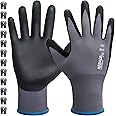 12 Pairs Work Gloves for Men and Women, Nitrile Coated Safety Protective Gloves with Grip, Ideal for Gardening, Warehouse, Me