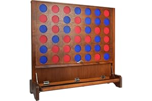 SPORT BEATS Giant Wooden 4 in a Row Connect Game with Folding Tray - Yard Indoor Outdoor Games for Adults and Family Two Ways