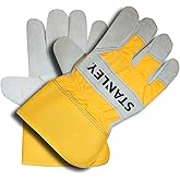 Cordova Stanley Select Cowhide spit Leather Palm Work and Safety Gloves - Yellow Canvas Back - Large, 1 Count (Pack of 1)
