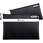 Andyer Fireproof Document Bag with Money Bag - 2 Pack 13.4" x 10" and 11" x 6" Waterproof Fireproof Money Bag for Cash, Small