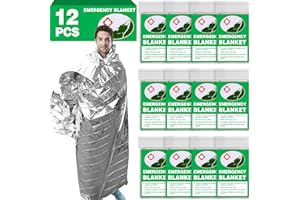 CXYARY 12 Pack Emergency Thermal Blanket Survival, 84” x 52” Mylar Blanket, Space Blanket, Silver Foil Blanket, Survival Kit 
