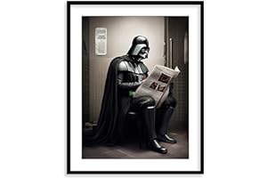 Star Wars Bathroom Décor Art Print - Premium Giclee Fine Art Print - Aesthetic Modern Vintage Painting Style Darth Vader Stor