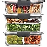 Rubbermaid Brilliance BPA Free Food Storage Containers with Lids, Airtight, for Lunch, Meal Prep, and Leftovers, Set of 3 wit