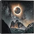 SIGNWIN Canvas Print Wall Art Solar Eclipse Galaxy Over Snowy Mountains Astronomy & Space Nature Photography Modern Art Rusti