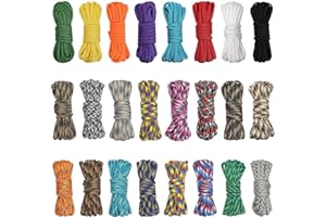 24 Colors 10 Feet Paracord Cord Multifunction Paracord Ropes 550lb Survival Paracord Random Combo Crafting Kit, for Making La