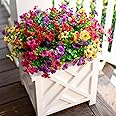Artificial Fake Plants Flowers for Outdoor Outside Spring Summer Decoration, 12 Bundles Faux Silk Colorful Mix Daisy UV Sun R