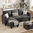 VICTONE Convertible Sectional Sofa Couch, 3 Seat L-Shaped Sofa with Linen Fabric, Movable Ottoman Small Couch for Small apart