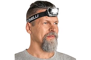 Foxelli LED Headlamp Flashlight for Adults & Kids, Running, Camping, Hiking Head Lamp with White & Red Light, Lightweight Wat