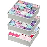 Simple Houseware Closet Drawer Organizer for Clothes, Socks and Underware, 3 Pack, Grey