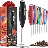 Powerful Handheld Milk Frother, Mini Milk Frother Wand, Battery Operated Stainless Steel Drink Mixer - Milk Frother Stand for