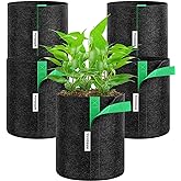 VIVOSUN 5-Pack 1 Gallon Grow Bags, Fabric Pots with Self-Adhesion Sides for Transplanting