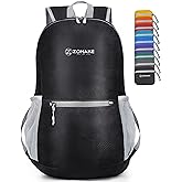ZOMAKE Ultra Lightweight Hiking Backpack 20L - Packable Small Backpacks Water Resistant Daypack for Women Men(Black)