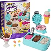 Kinetic Sand Scents, Ice Cream Treats Playset with 3 Colors of All-Natural Scented Play Sand and 6 Serving Tools, Sensory Toy