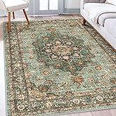 TOPRUUG Washable Oriental Area Rug - 5x8 Rugs for Living Room Soft Carpet for Bedroom Waterproof Floral Distressed Indoor Sta