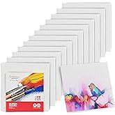 Artlicious Canvases for Painting - Pack of 12, 6 x 6 Inch Blank White Canvas Boards - 100% Cotton Art Panels for Oil, Acrylic