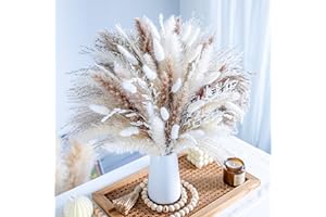 96PCS Natural Dried Pampas Grass Boho Home Decor Bouquet Phragmites Dried Flowers Bouquet for Wedding Floral Arrangements Hom