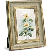 Afuly 4x6 Picture Frame Antique Vintage Gold Sage Green Single Photo Frame for Desk Wall Gallery Artworks Portrait Landscape 