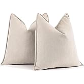 ZWJD Beige Pillow Covers 18x18 Set of 2 Chenille Pillow Covers with Elegant Design Soft and Luxurious Decorative Throw Pillow