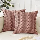 Woaboy Blush Pink Throw Pillow Covers 18x18 Inch Set of 2 Decorative Couch Pillow Covers Farmhouse Soft Corduroy Boho Home De