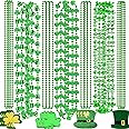 NOVWANG 21Pcs St. Patrick's Day Necklaces Metallic Bead Green Necklace for St. Patrick's Day Mardi Gras Party Favors Supplies