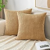 EMEMA Throw Pillow Covers Corduroy Decorative Soft Striped Square Cushion Covers Spring Pillowcases for Couch Sofa Bedroom Ch