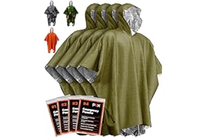 PREPARED4X Emergency Rain Poncho with Mylar Blanket Liner for Car - Heavy Duty, Waterproof Camping Gear, Survival Tactical Pr