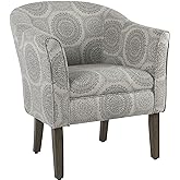 HomePop Barrel Shaped Accent Chair, Grey Medallion