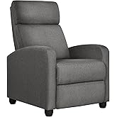 Yaheetech Fabric Recliner Chair Sofa Ergonomic Adjustable Single Sofa with Thicker Seat Cushion Modern Home Theater Seating f
