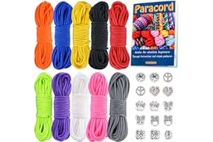 MONOBIN Micro Paracord，2mm 10Colors 20FT Paracord Combo Kit with Paracord Instructions and Charms ​for Making Paracord Bracel