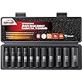 EPAuto 1/2-Inch Drive Metric Deep Impact Socket Set, Cr-V, 6 Points, 11 Sockets