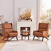 Yaheetech Accent Chairs Set of 2, Living Room Chairs, Faux Leather Armchairs Thick Seat Cushion, Oversized Recliner Chair Hig