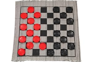 Multiflex Designs Jumbo Checkers Rug Game, 3 Inch Diameter Pieces (12 Red /12 Black), Machine Washable, The Giant Original, C