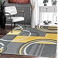 GLORY RUGS Modern Area Rug 5x7 Yellow Soft Hand Carved Contemporary Floor Carpet with Premium Fluffy Texture for Indoor Livin