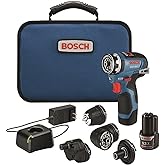 BOSCH GSR12V-300FCB22 12V Max EC Brushless Flexiclick 5-In-1 Drill/Driver System with (2) 2.0 Ah Batteries