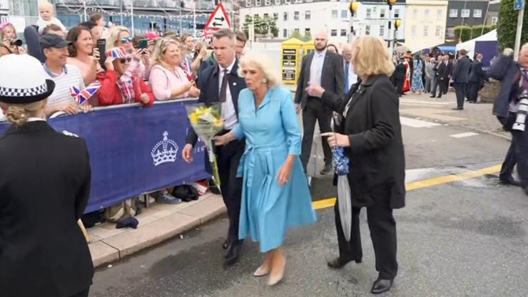 Queen Camilla was rushed to a hotel room after a security threat on Monday. 