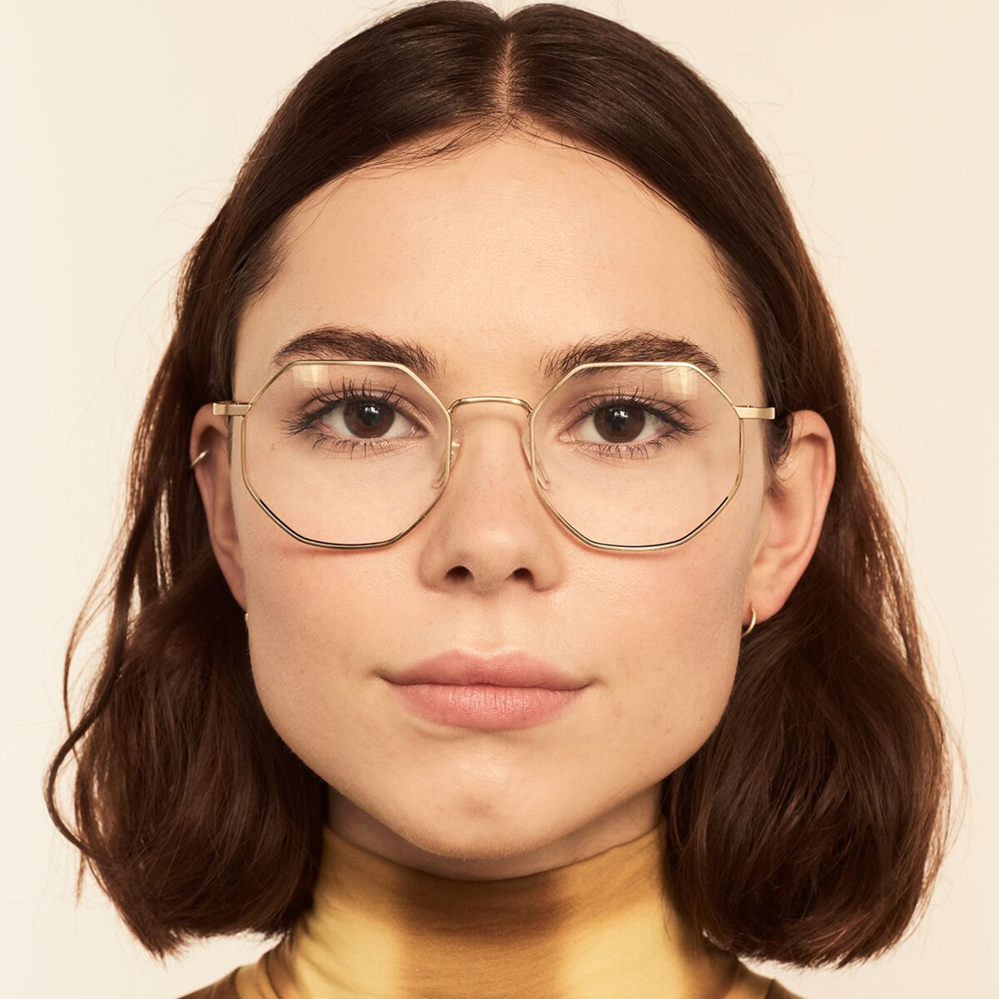 Ace & Tate Glasses | hexagonal Metal in Gold