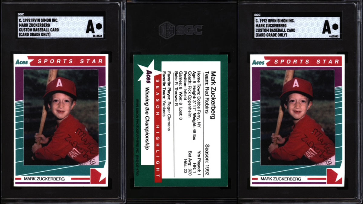 Mark Zuckerberg Little League Card Sells for Over $120K in Record Deal Image