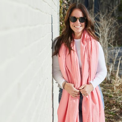 Frayed Hem Wrap/Scarf - Pink